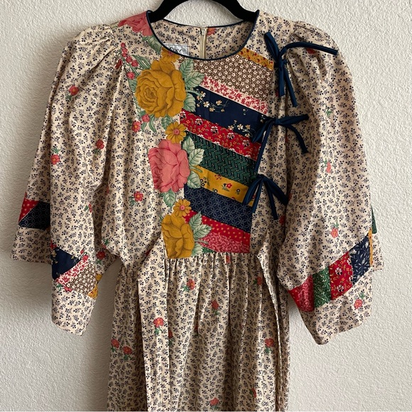 Vintage Dresses & Skirts - Vintage Just Choon California Prairie Mixed Print Floral Boho Cottagecore Dress